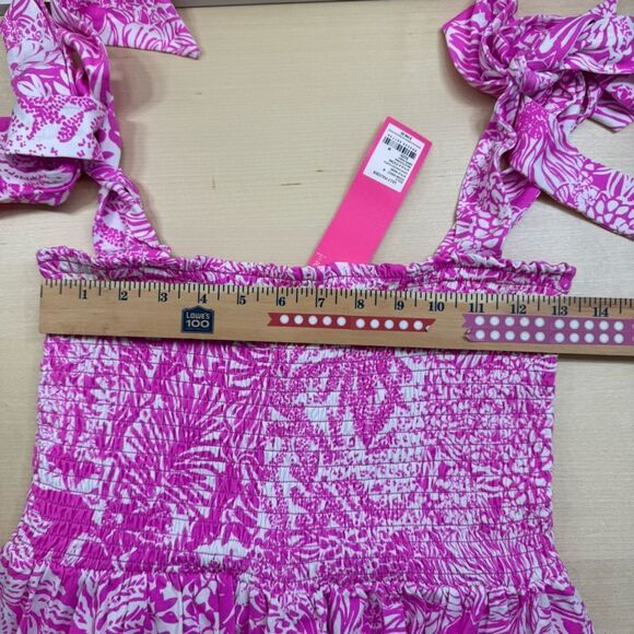 Lilly Pulitzer Rivera Dress Smocked Wild Fuchsia Medium - Picture 12 of 14